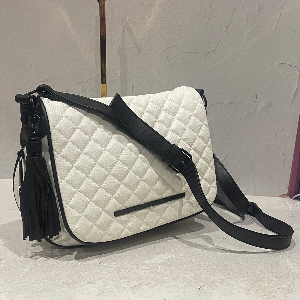 Steve Madden White Quilted Crossbody Bag